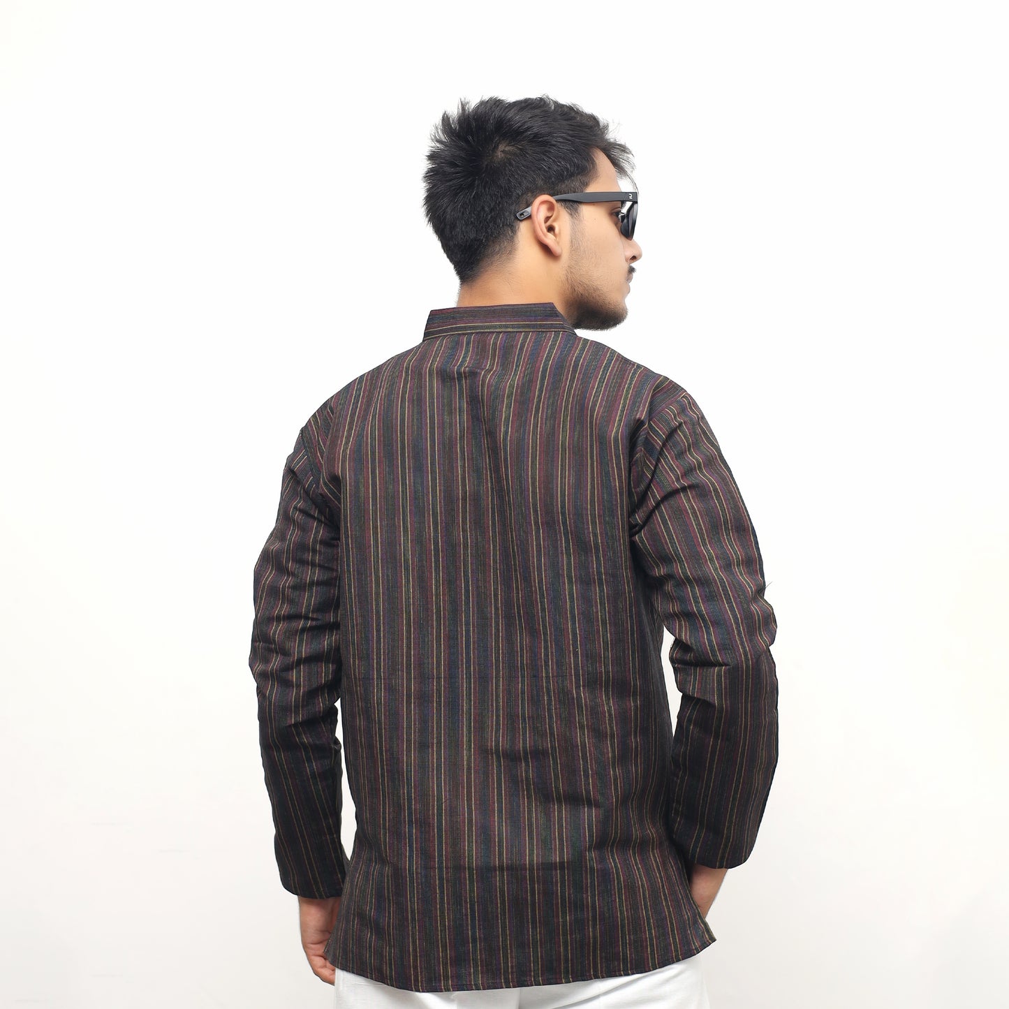 Combo Set Breeze Striped Full Sleeves Kurta Pant-Black