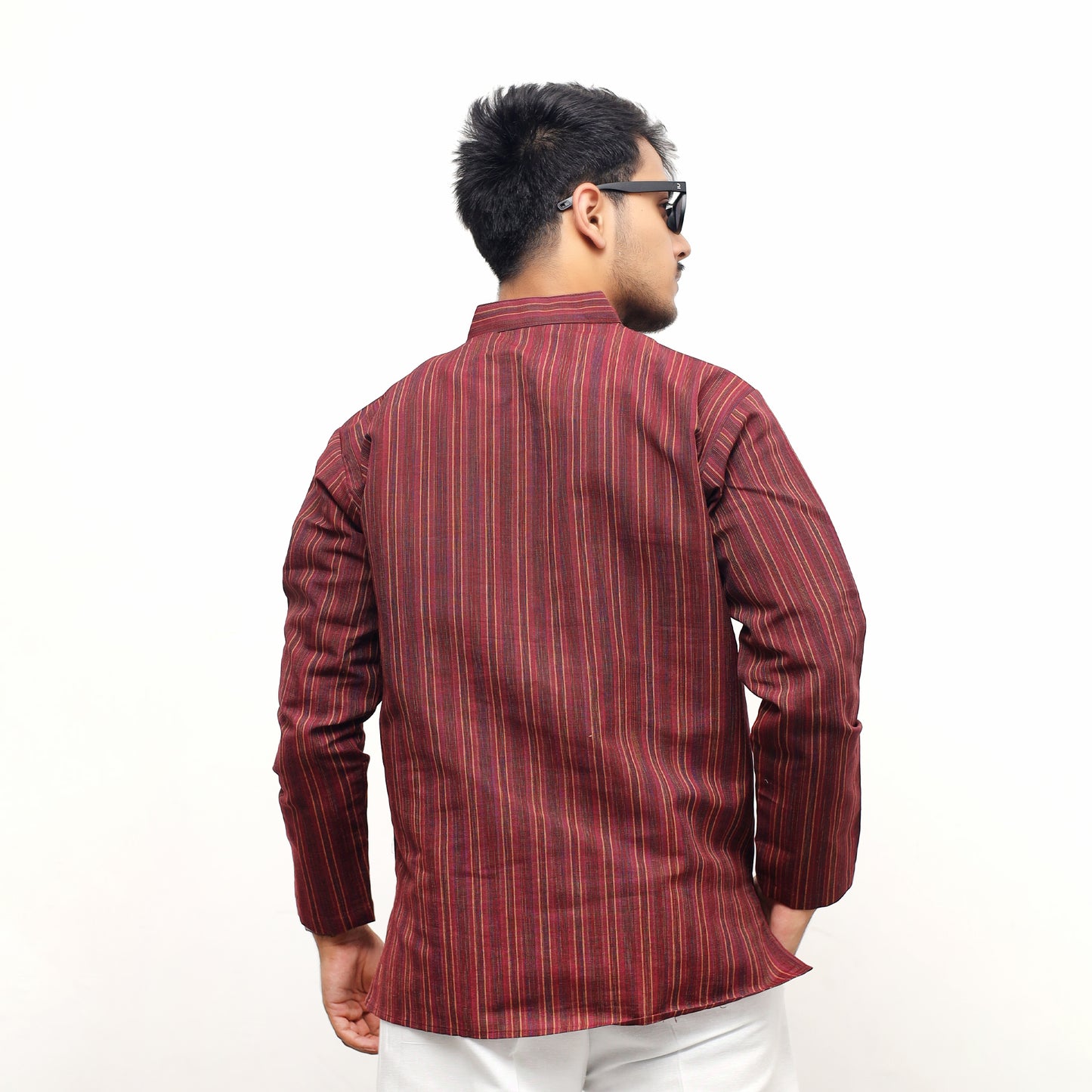Combo Set Breeze Striped Full Sleeves Kurta Pant-Maroon
