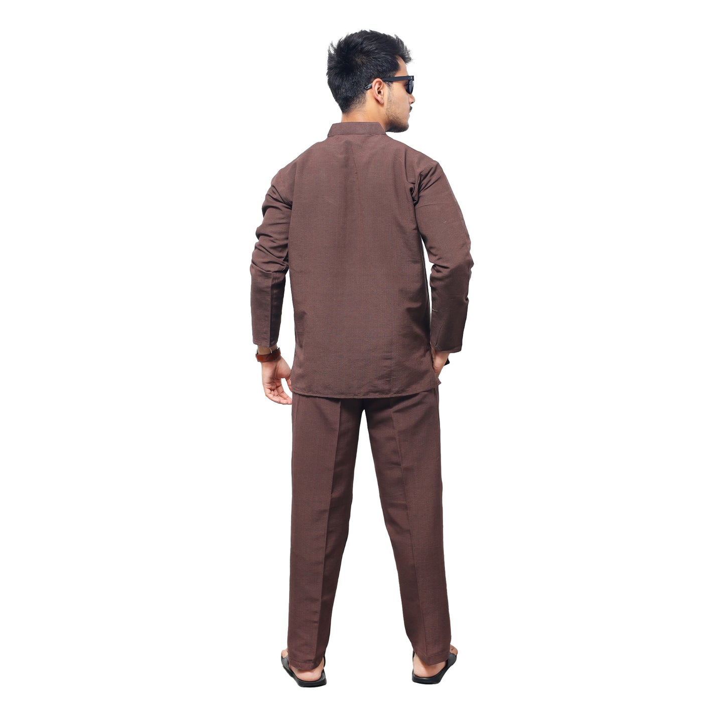 Co ord Set Full Sleeves-Brown