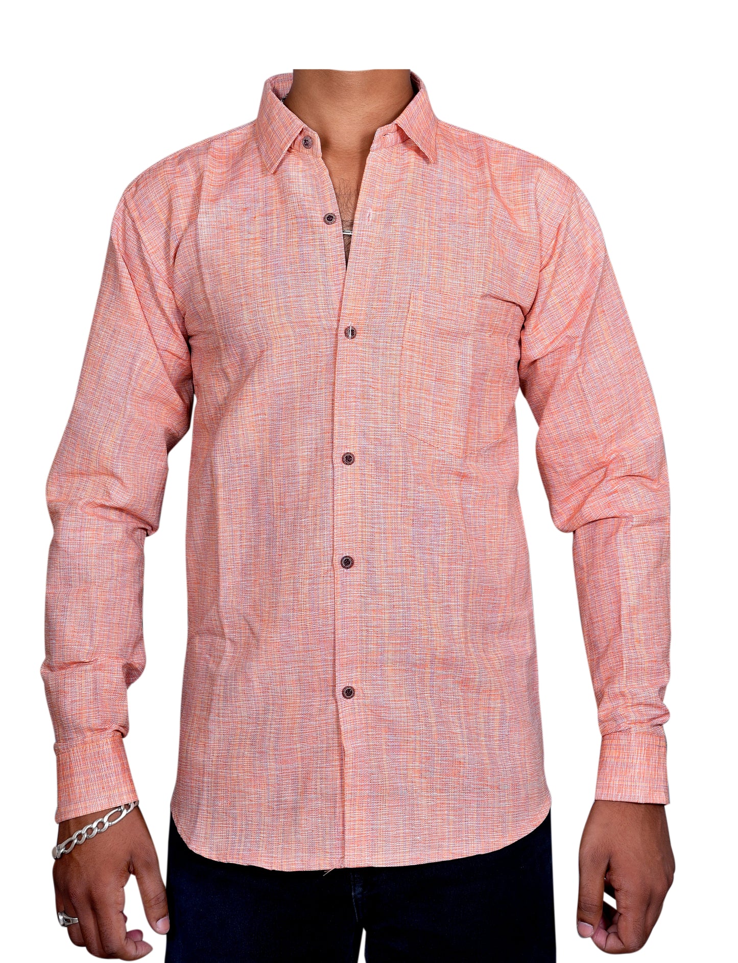 KHADI DIAMOND LIGHT ORANGE SHIRT