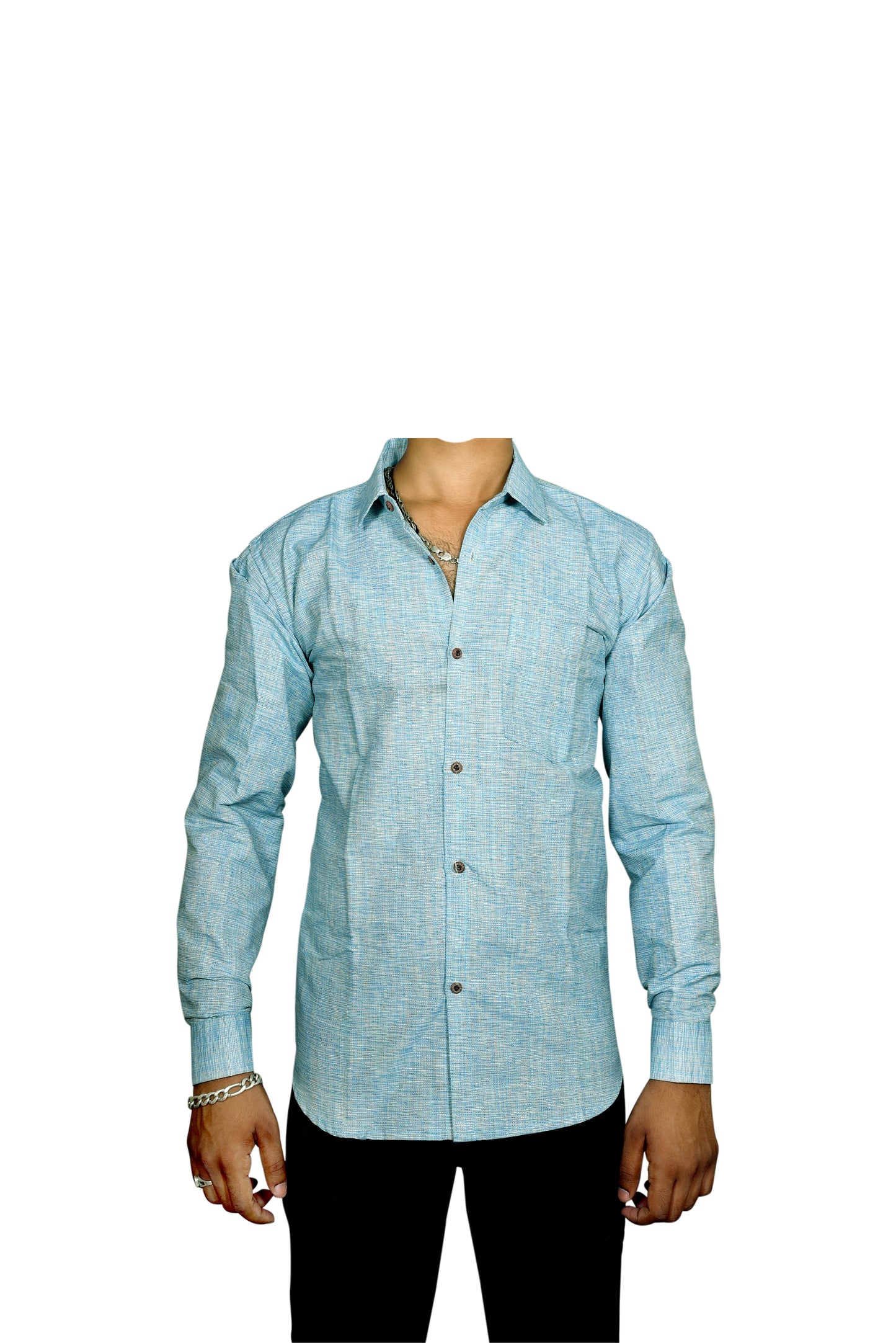 KHADI SKY BLUE DIAMOND SHIRT