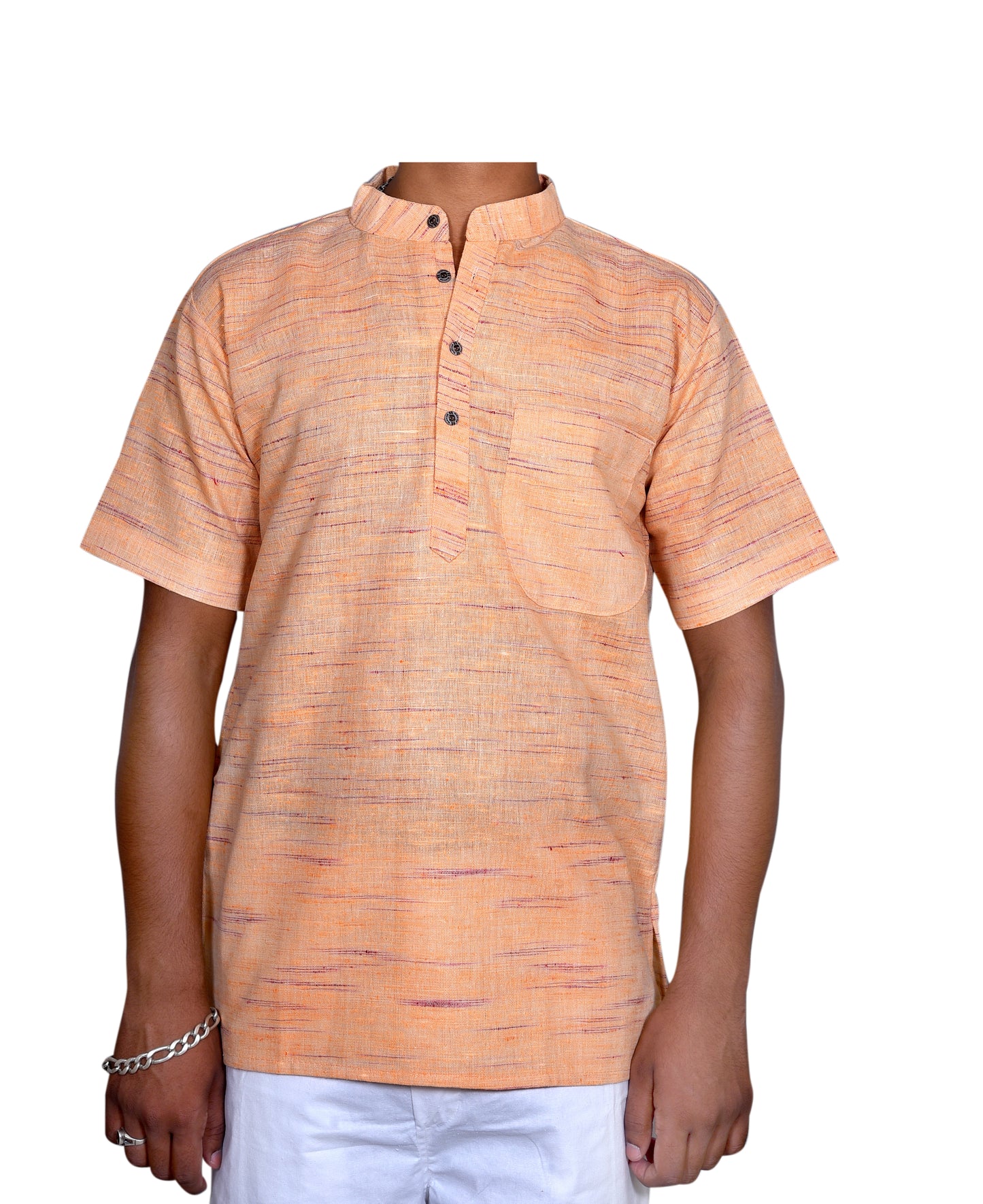 SHUDH KHADI SHORT KURTA HALF SLEEVES