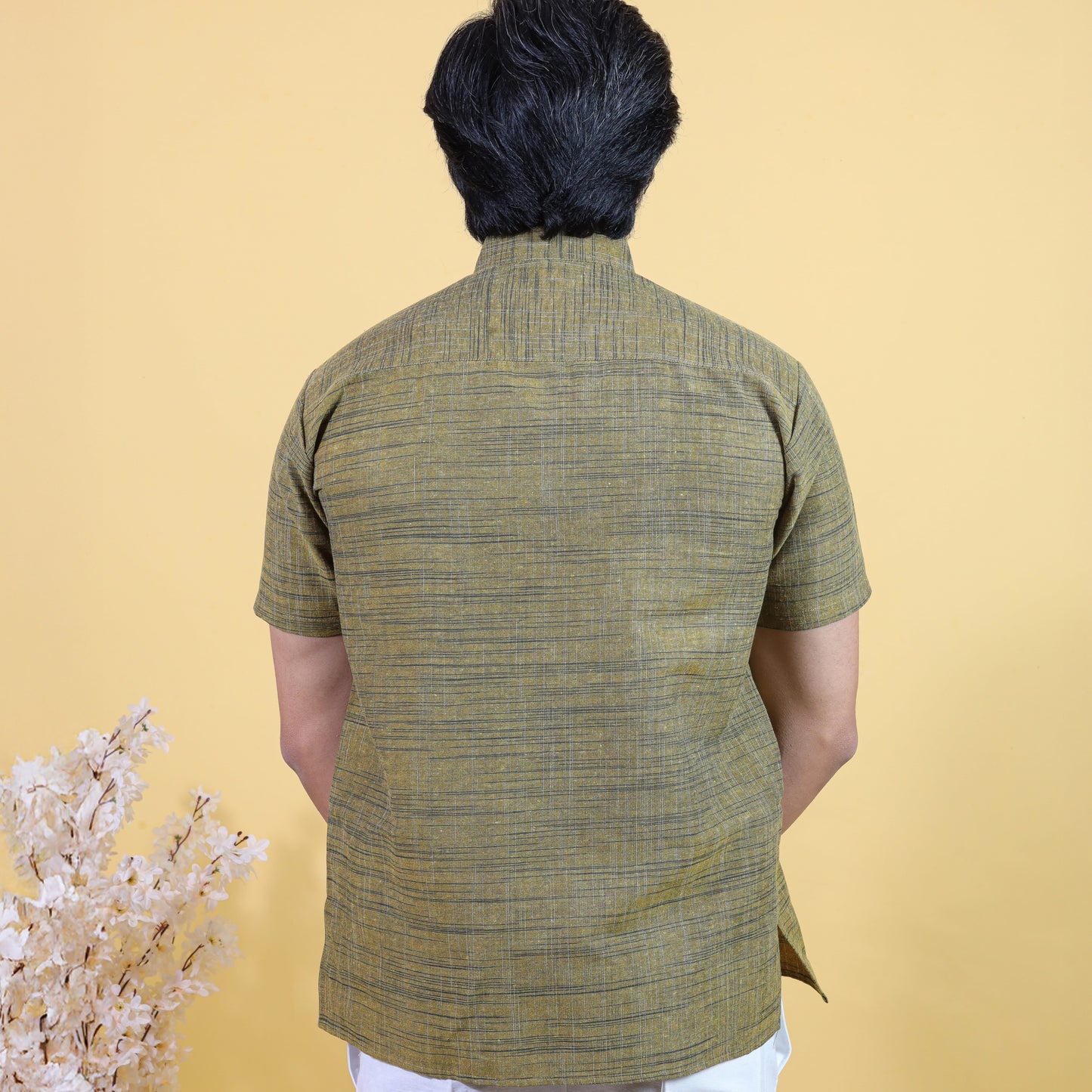 Combo Set Dark Jharna Half Sleeves Short Kurta Pant-Mustard