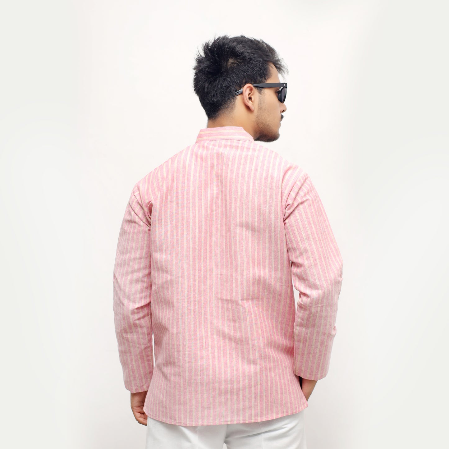 Combo Set Golden Striped Full Sleeves Short Kurta-Pink