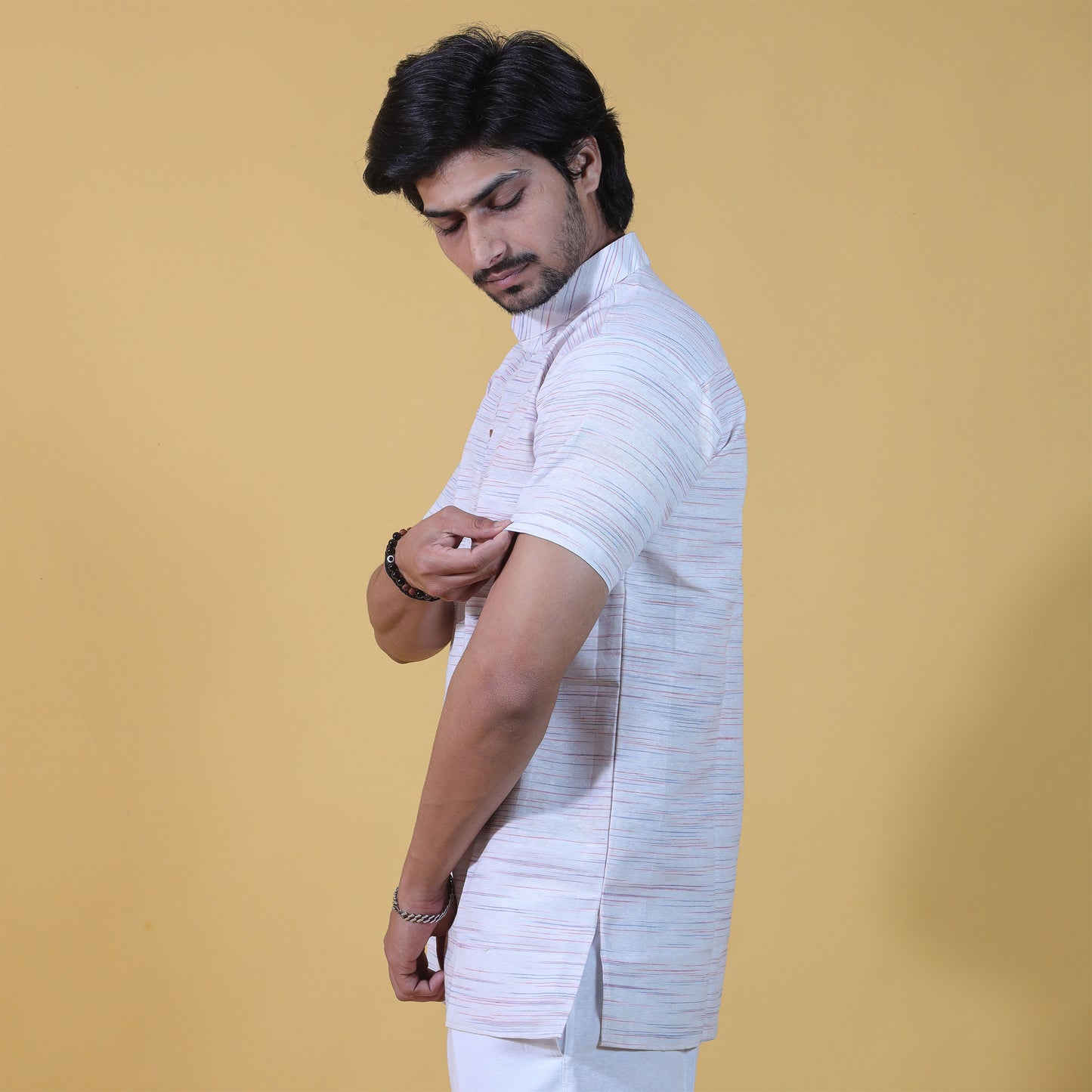 Combo Set Horizontal Jharna Half Sleeves Short Kurta Pant-Orange