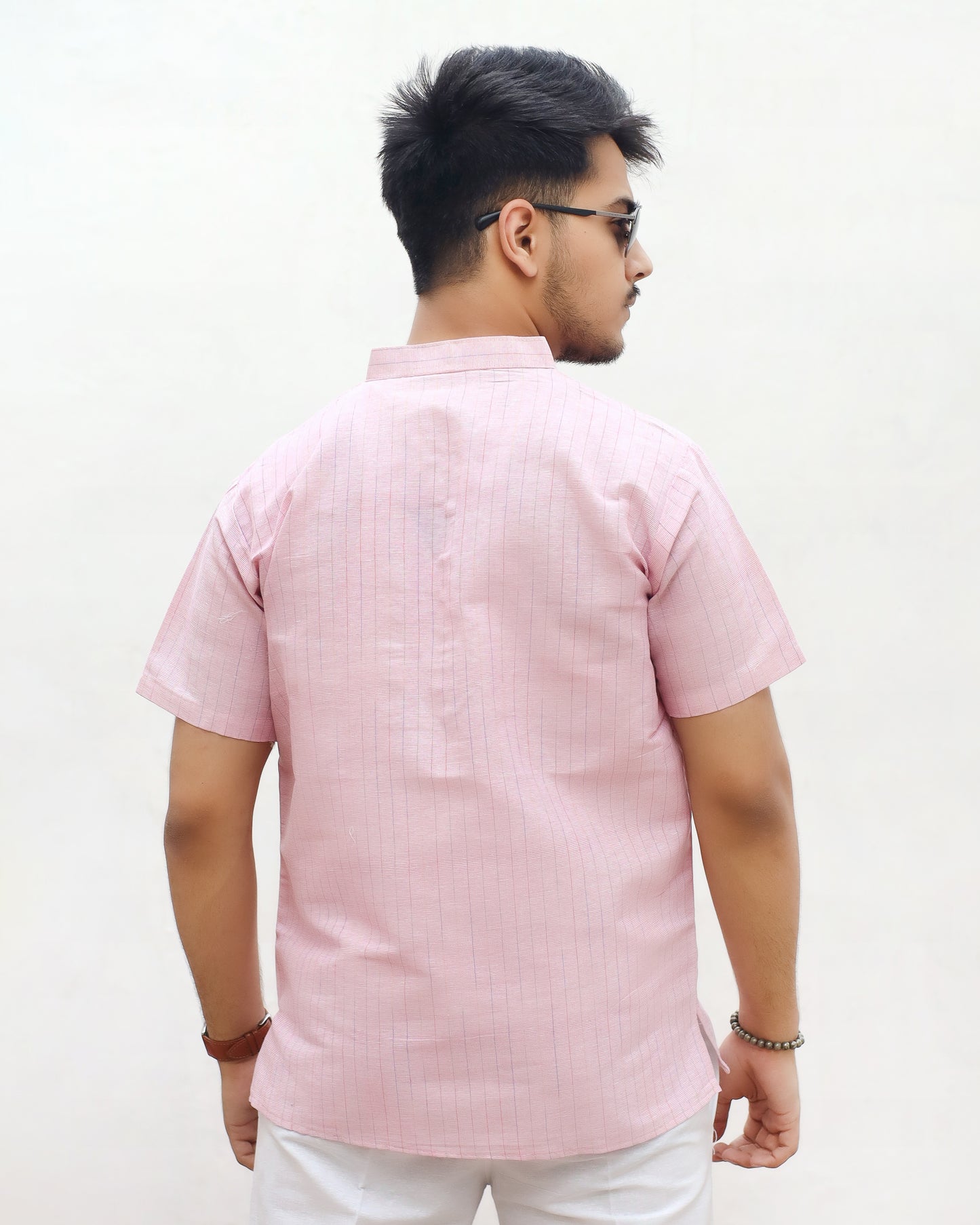 Softline Half Sleeves Short Kurta-Pink