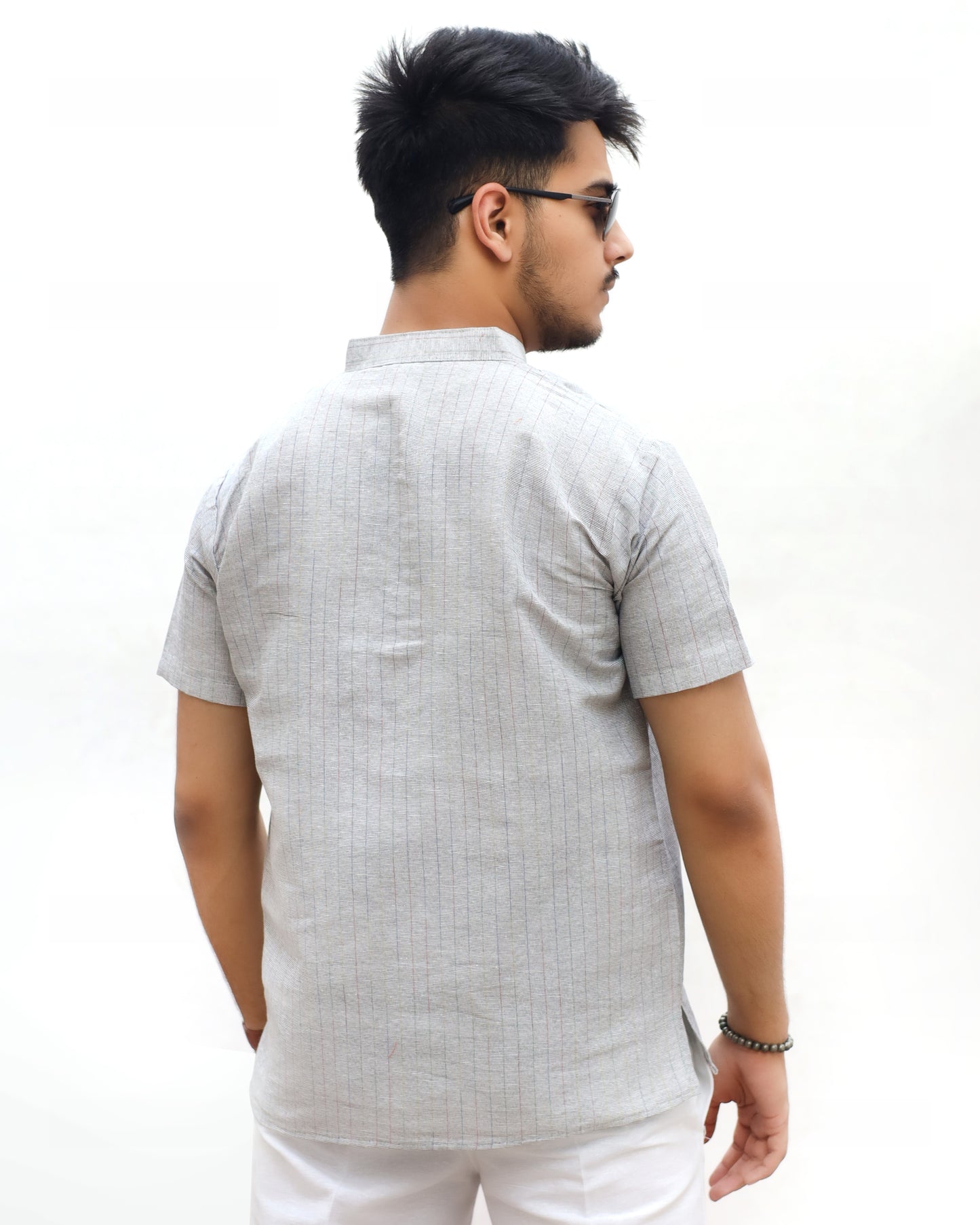 Softline Half Sleeves Short Kurta-Gray