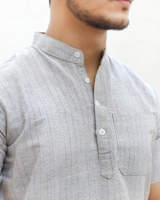 Softline Half Sleeves Short Kurta-Gray