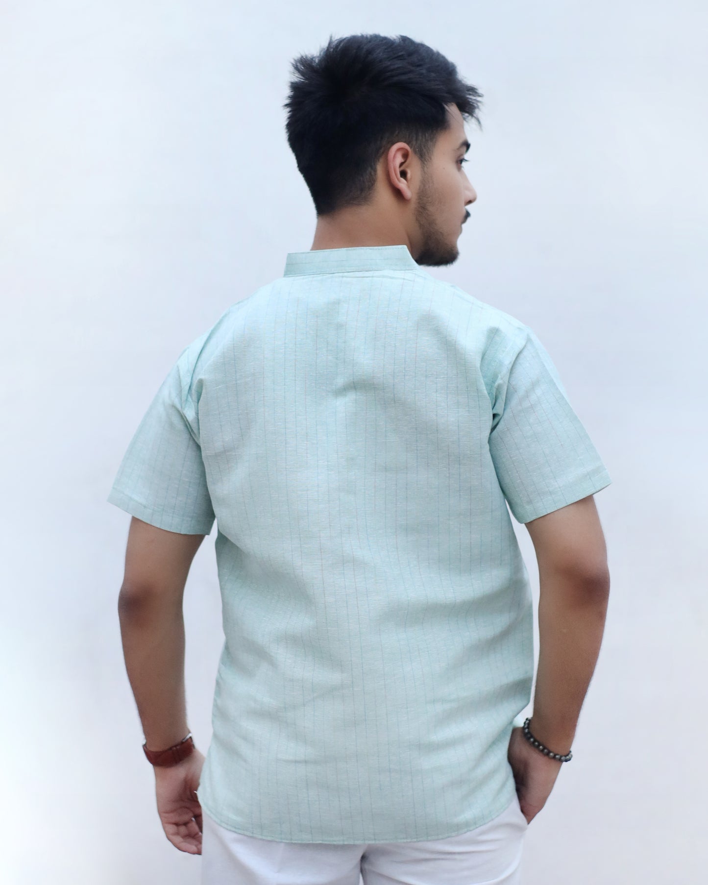 Softline Half Sleeves Short Kurta-Green