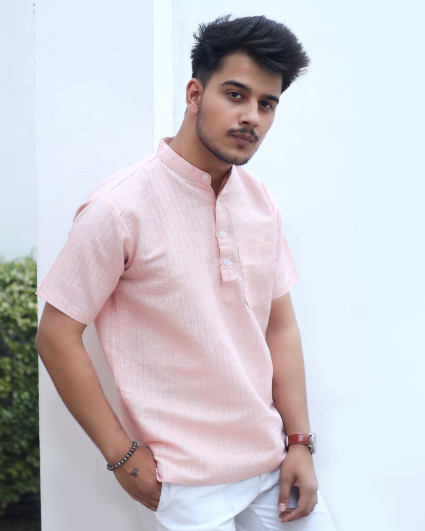 Softline Half Sleeves Short Kurta-Orange