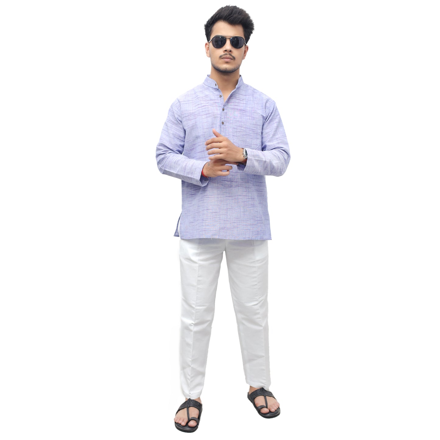 Jharna Full Sleeves Short Kurta-Blue