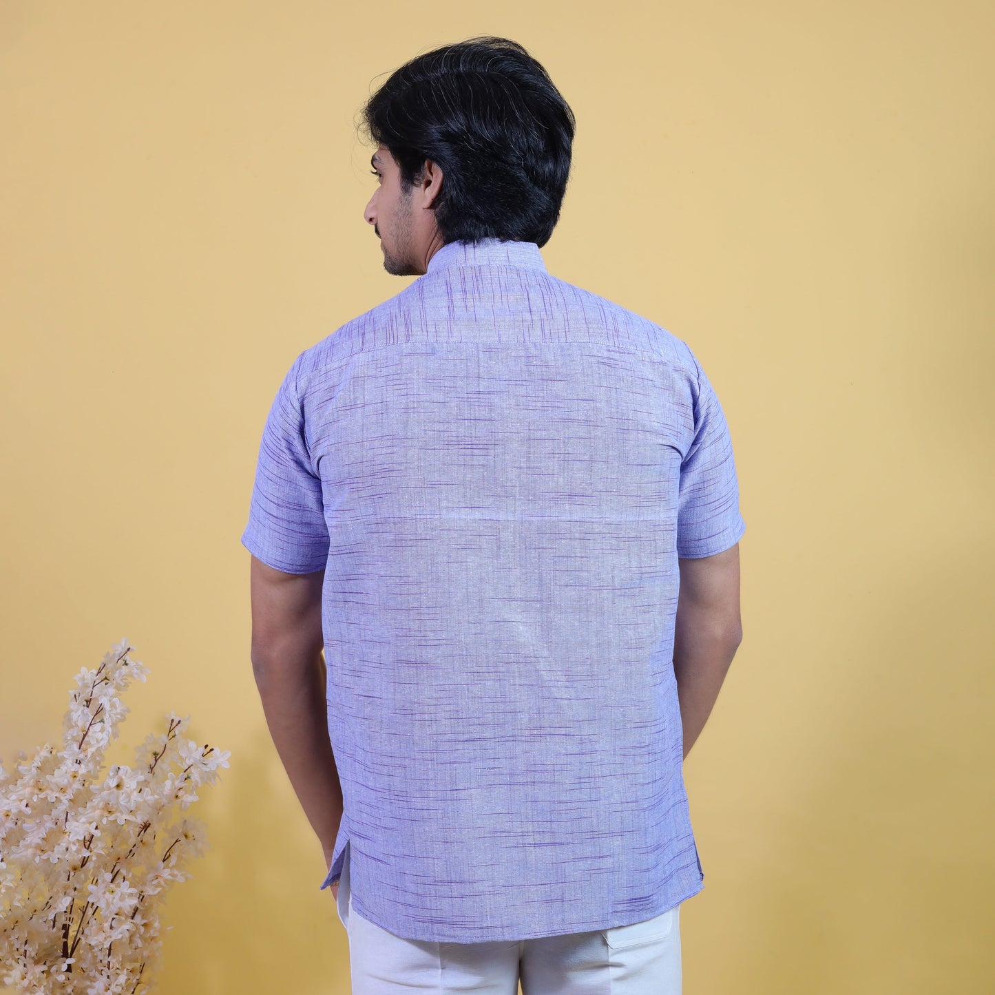 Jharna Half Sleeves Short Kurta-Blue