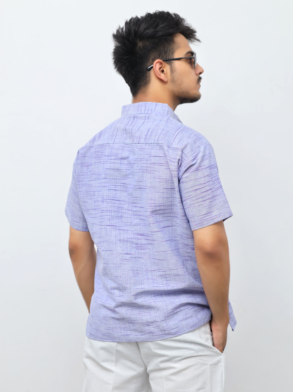 Jharna Half Sleeves Short Kurta-Blue