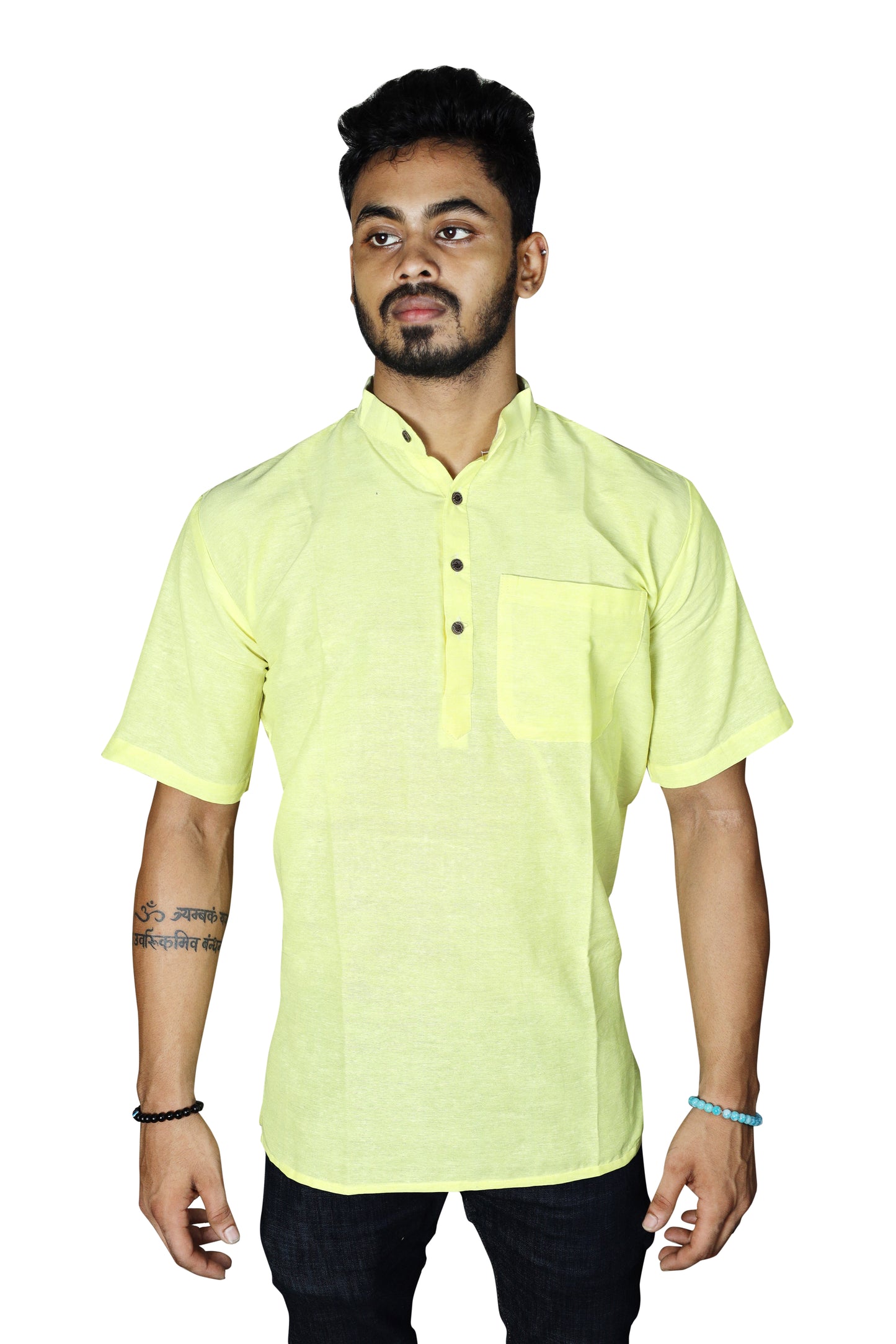 Men's Pure Khadi Plain Short Kurta
