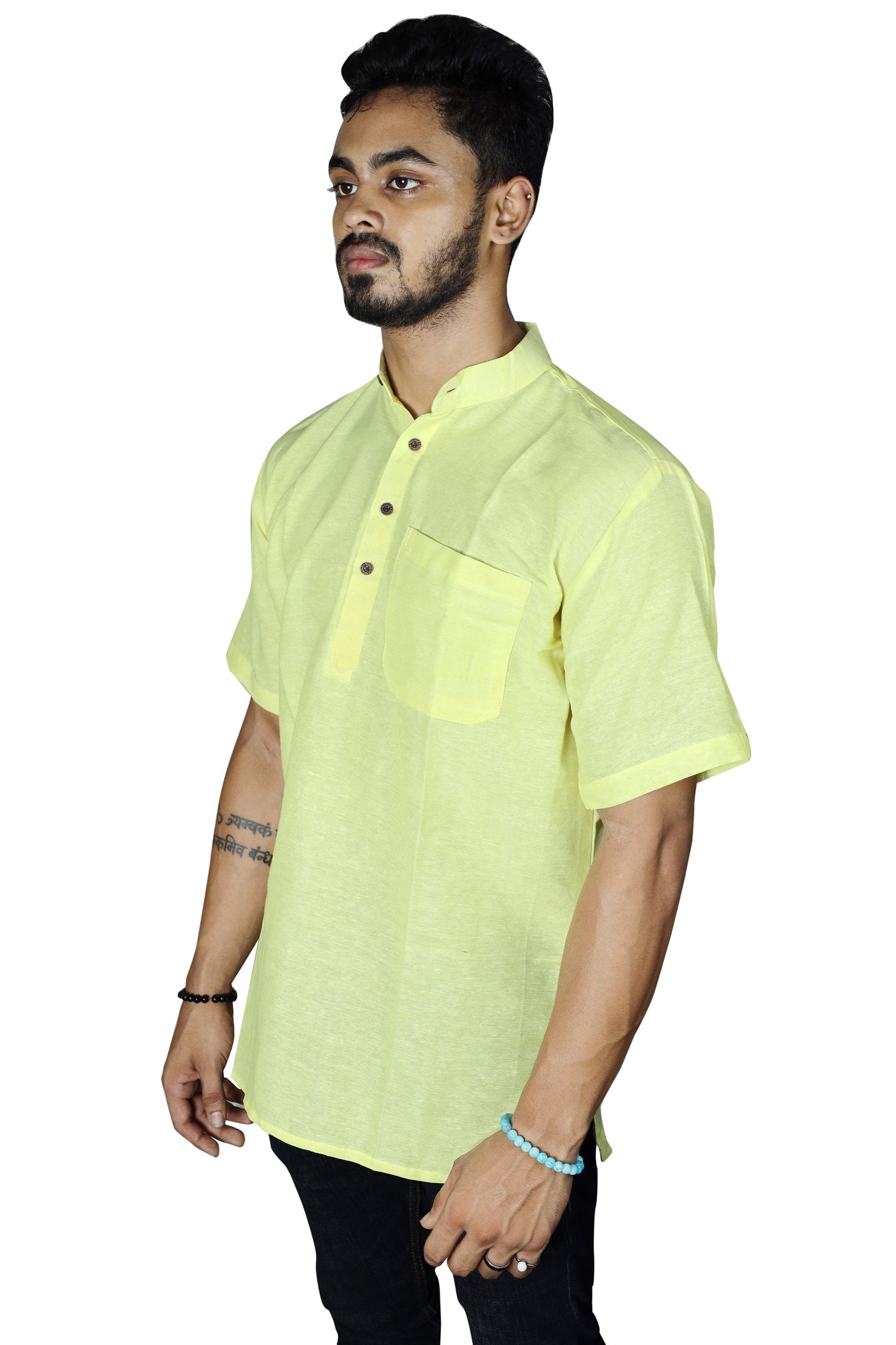 Men's Pure Khadi Plain Short Kurta