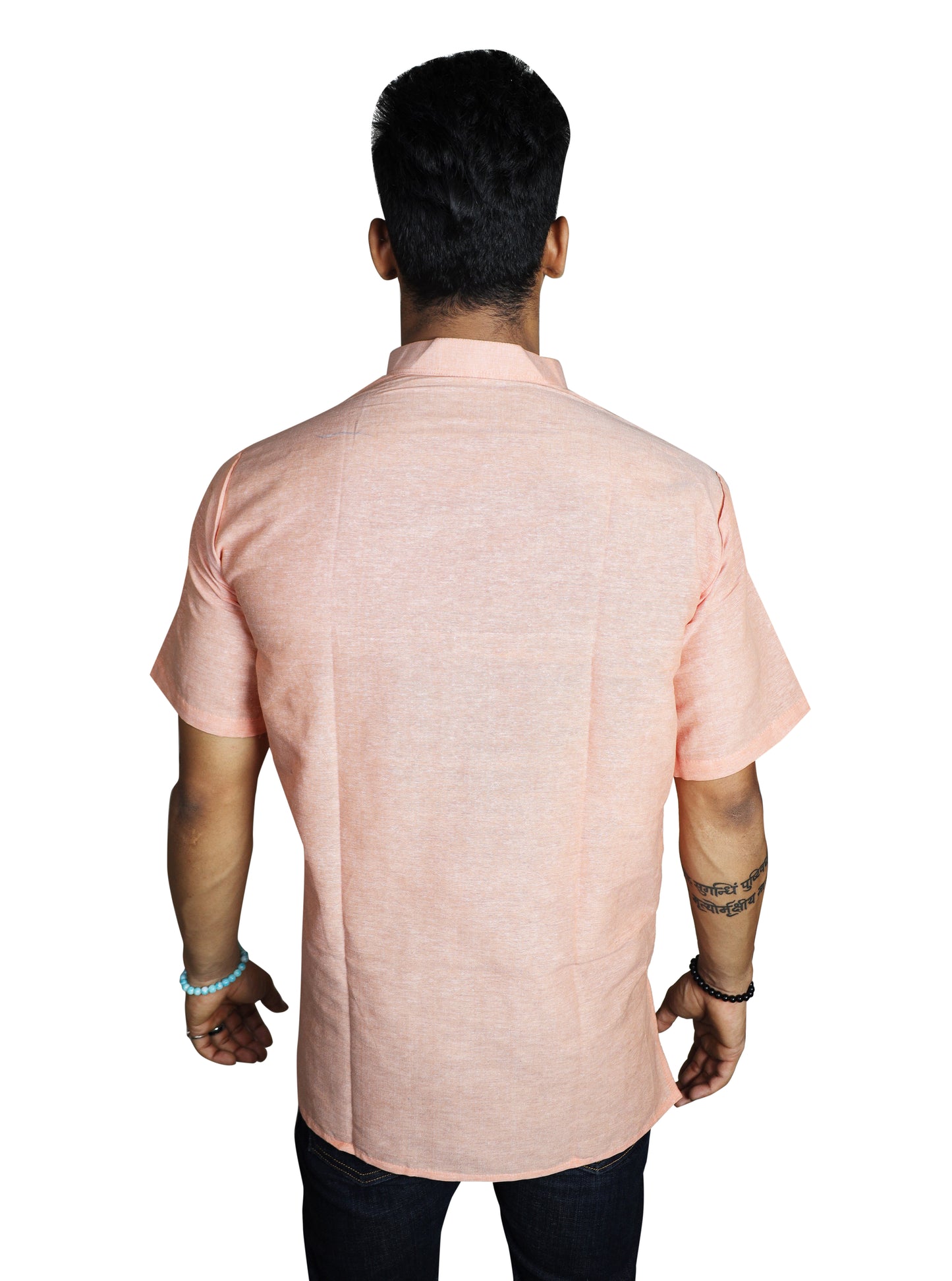 Solid Half Sleeves Short Kurta-Light Orange