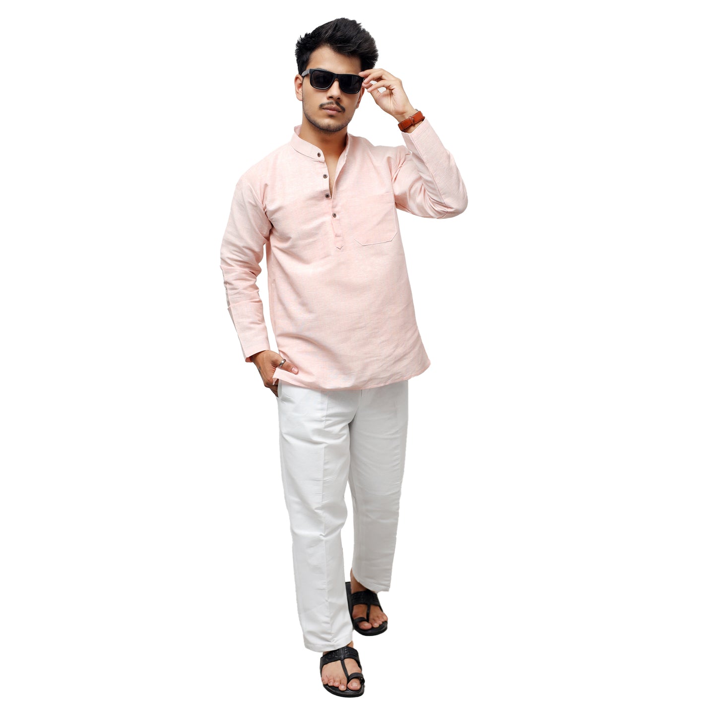 Softline Full Sleeves Short Kurta-Orange