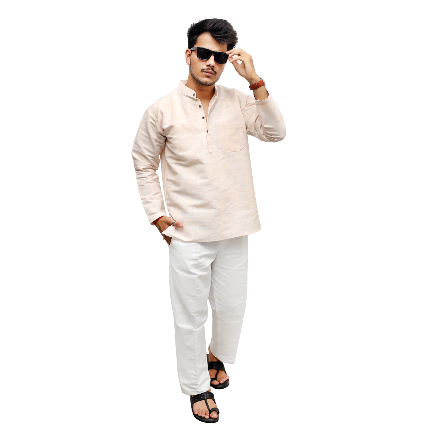 Softline Full Sleeves Short Kurta-Yellow