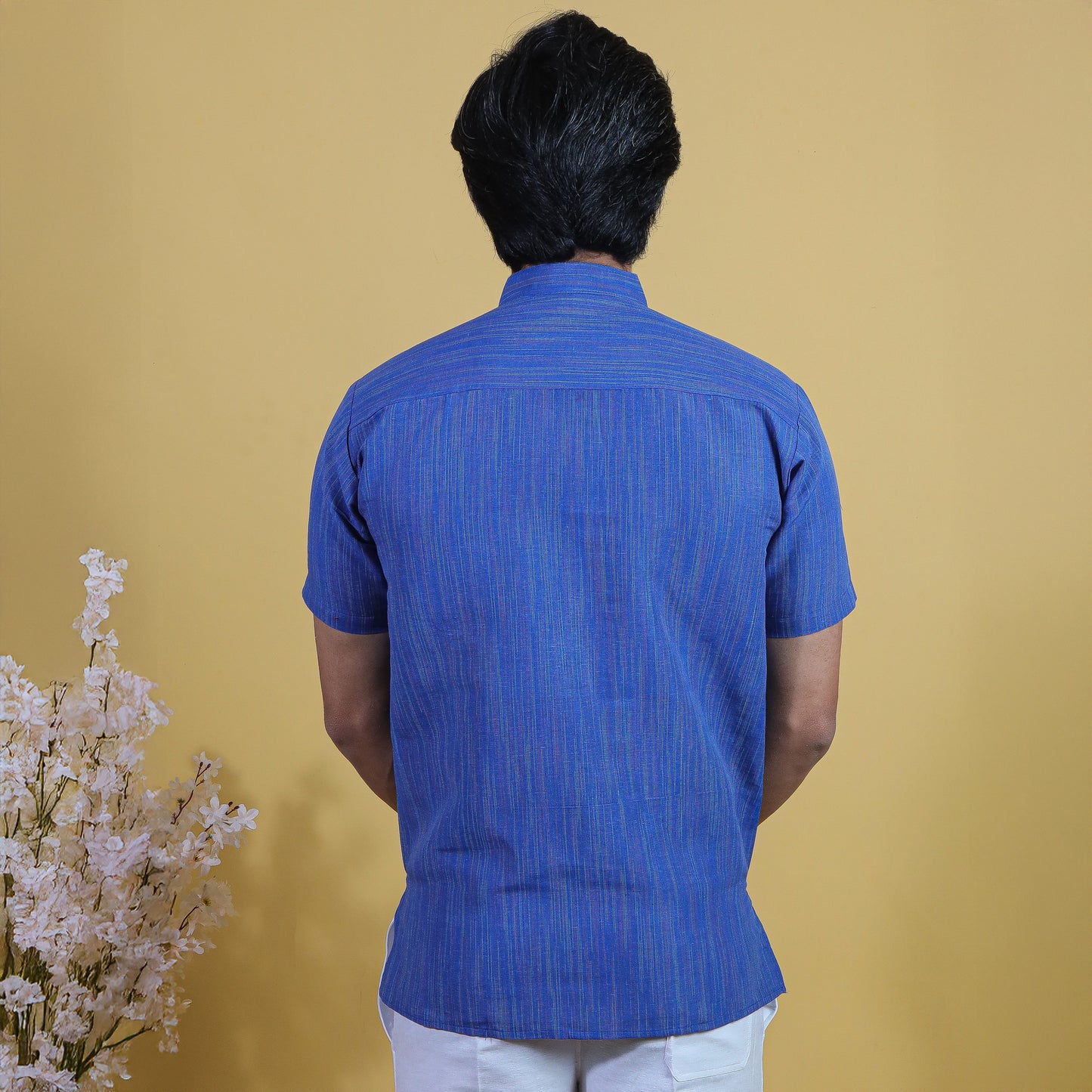 Combo Set Thread Line Half Sleeves Short Kurta Pant-Blue