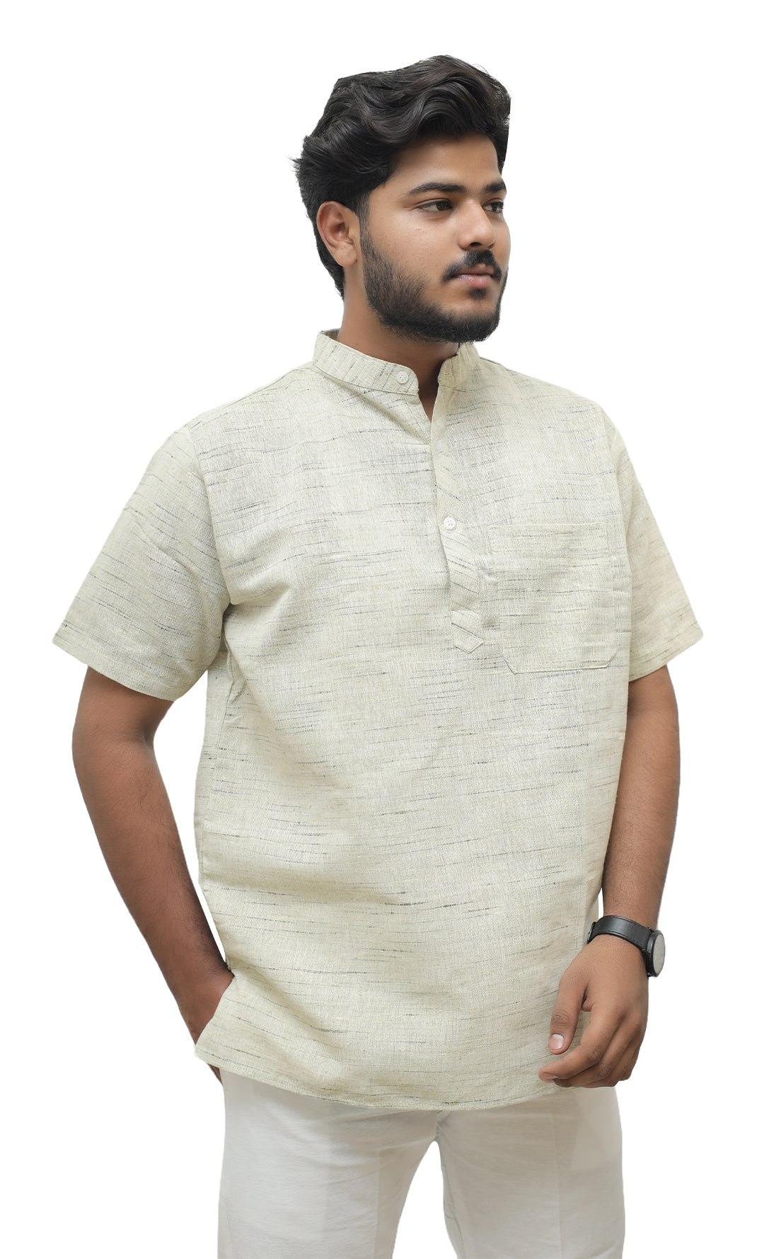 Men's Shudh Khadi Short Half Sleeves Kurta