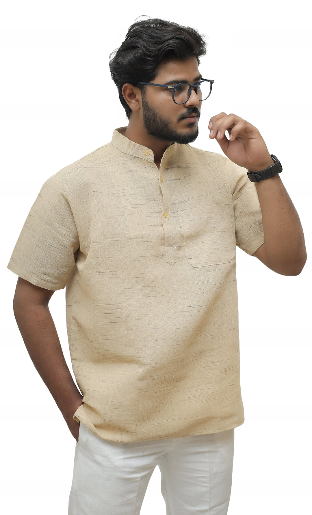 Men's Shudh Khadi Short Half Sleeves Kurta