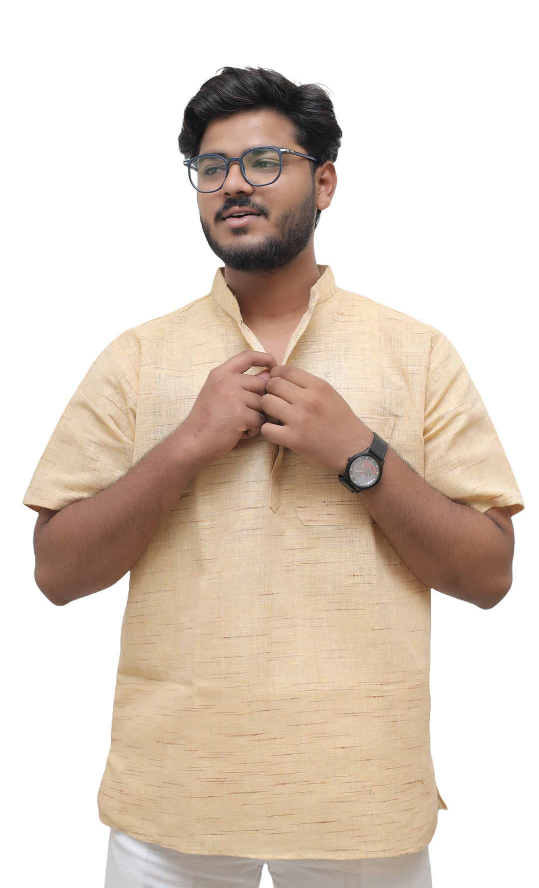 Men's Shudh Khadi Short Half Sleeves Kurta