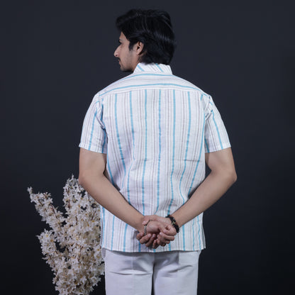 Combo Set Aligned Threads Half Sleeves Short Kurta Pant-Blue