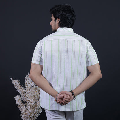 Aligned Threads Half Sleeves Short Kurta-Green