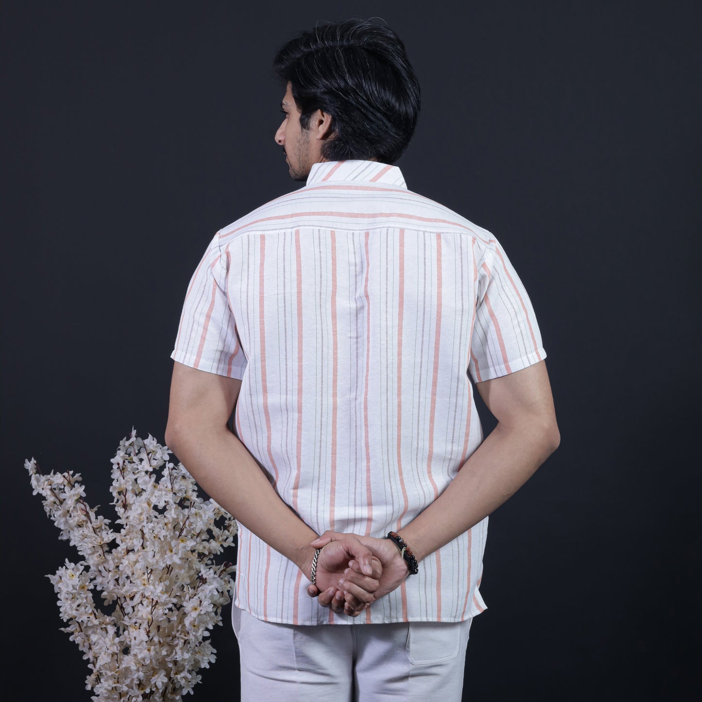 Aligned Threads Half Sleeves Short Kurta-Orange