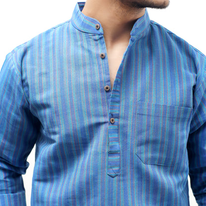 Combo Set Breeze Striped Full Sleeves Kurta Pant-Blue