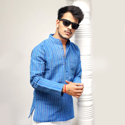 Combo Set Breeze Striped Full Sleeves Kurta Pant-Blue