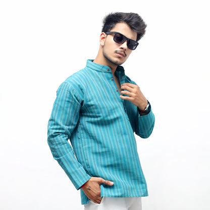 Combo Set Breeze Striped Full Sleeves Kurta Pant-Mint Green