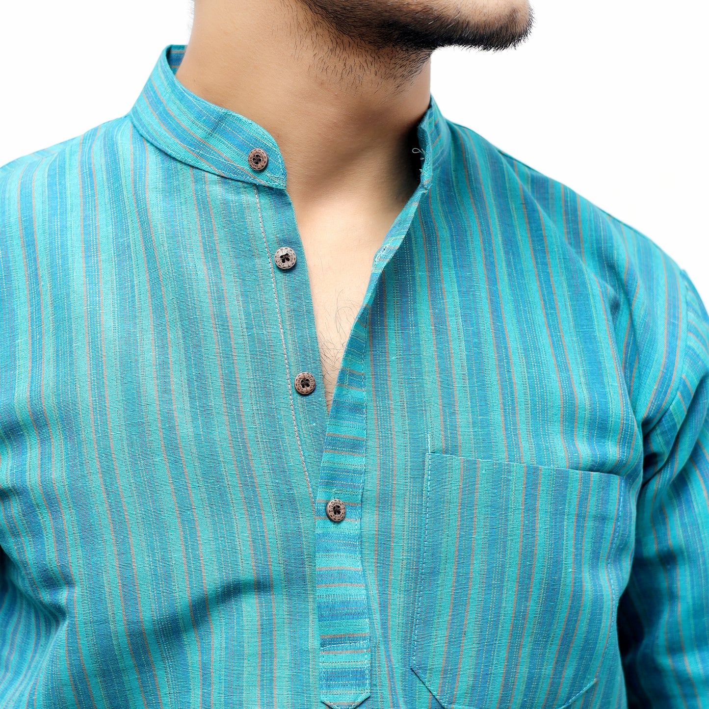 Combo Set Breeze Striped Full Sleeves Kurta Pant-Mint Green