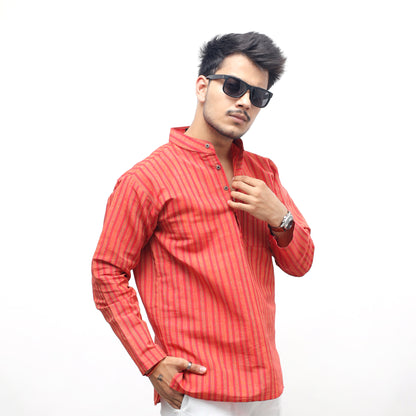 Combo Set Breeze Striped Full Sleeves Kurta Pant-Red