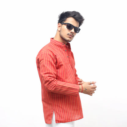 Combo Set Breeze Striped Full Sleeves Kurta Pant-Red