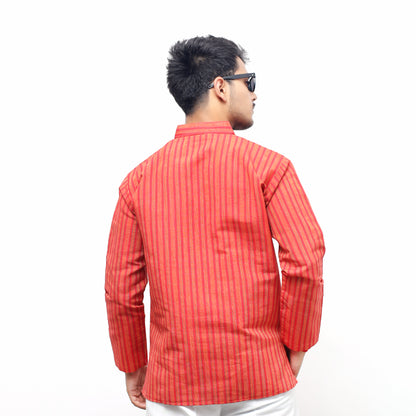Combo Set Breeze Striped Full Sleeves Kurta Pant-Red