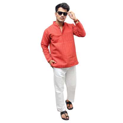 Combo Set Breeze Striped Full Sleeves Kurta Pant-Red