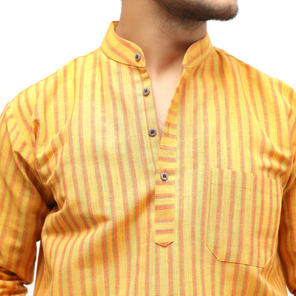 Combo Set Breeze Striped Full Sleeves Kurta Pant--Yellow