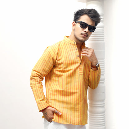 Combo Set Breeze Striped Full Sleeves Kurta Pant--Yellow