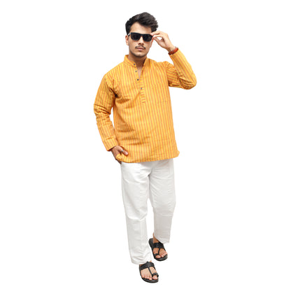 Combo Set Breeze Striped Full Sleeves Kurta Pant--Yellow