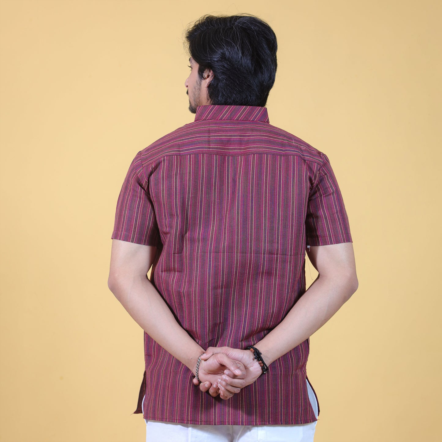 Combo Set Breeze Striped Half Sleeves Short Kurta Pant-Maroon