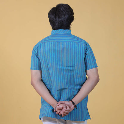 Combo Set Breeze Striped Half Sleeves Short Kurta Pant-MInt Green