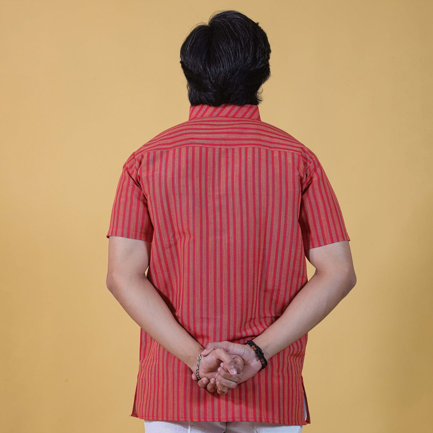 Combo Set Breeze Striped Half Sleeves Short Kurta Pant-Red