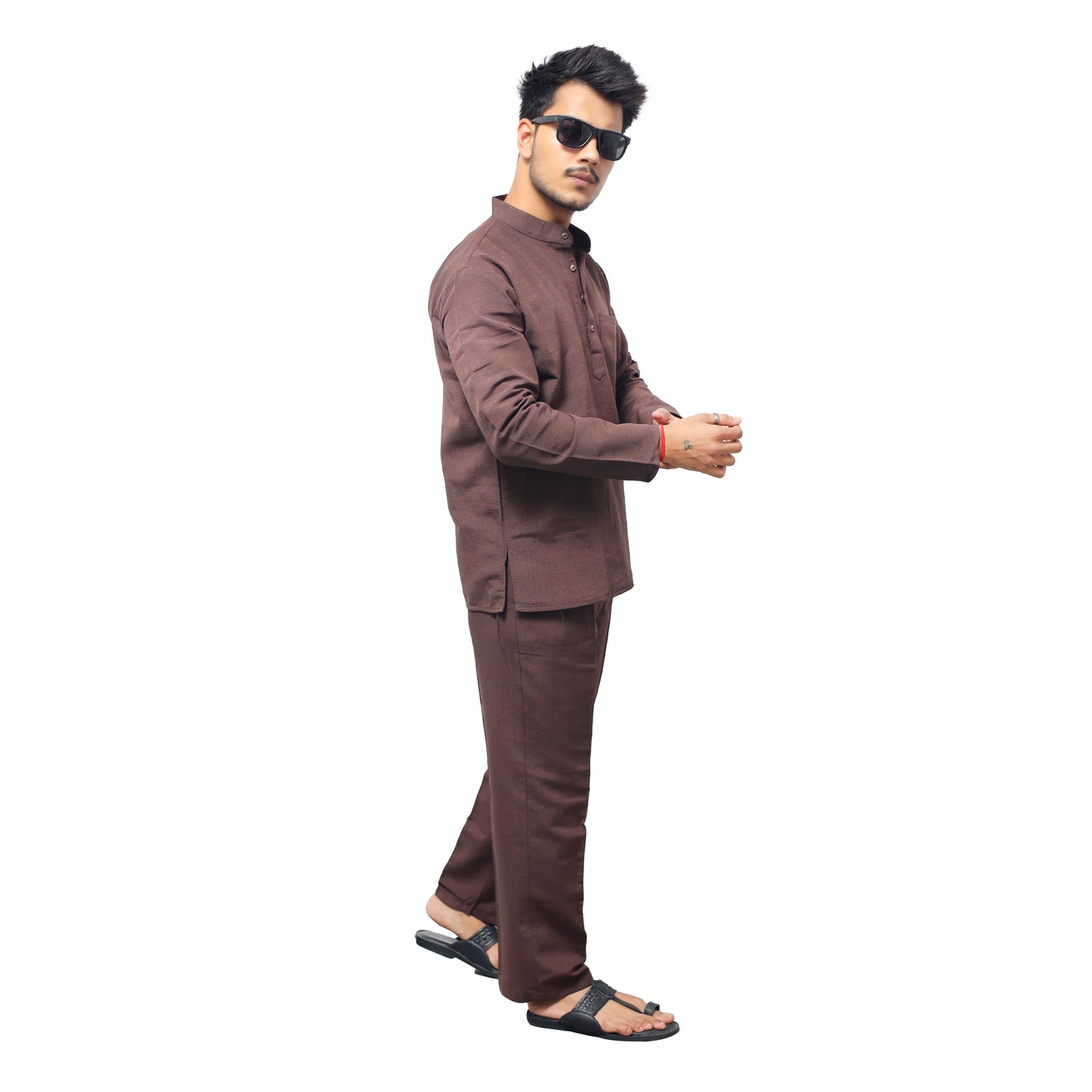 Co ord Set Full Sleeves-Brown