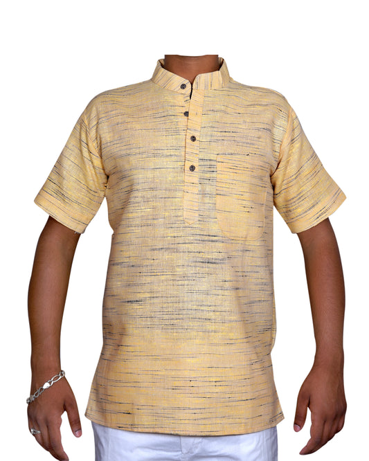 SHUDH KHADI SHORT KURTA HALF SLEEVES