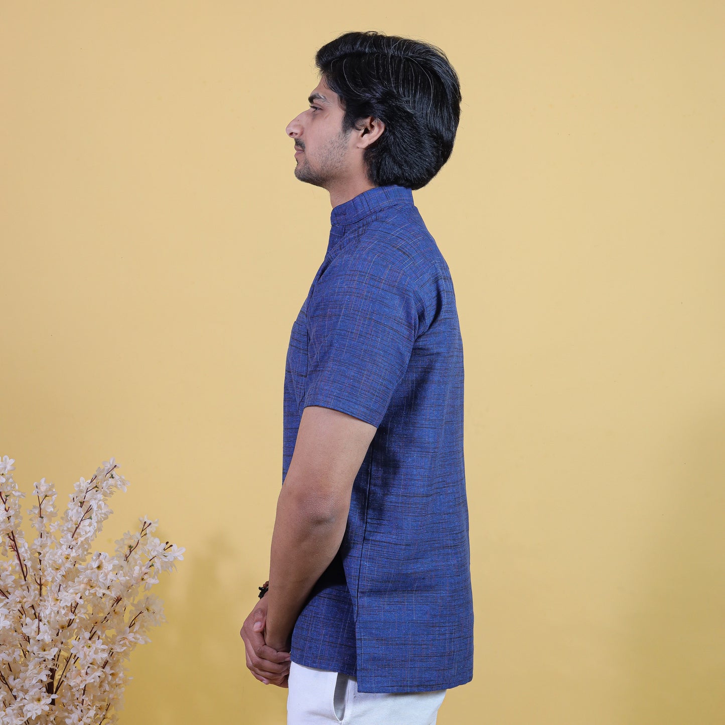 Combo Set Dark Jharna Half Sleeves Short Kurta Pant-Blue