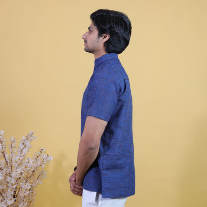 Combo Set Dark Jharna Half Sleeves Short Kurta Pant-Blue