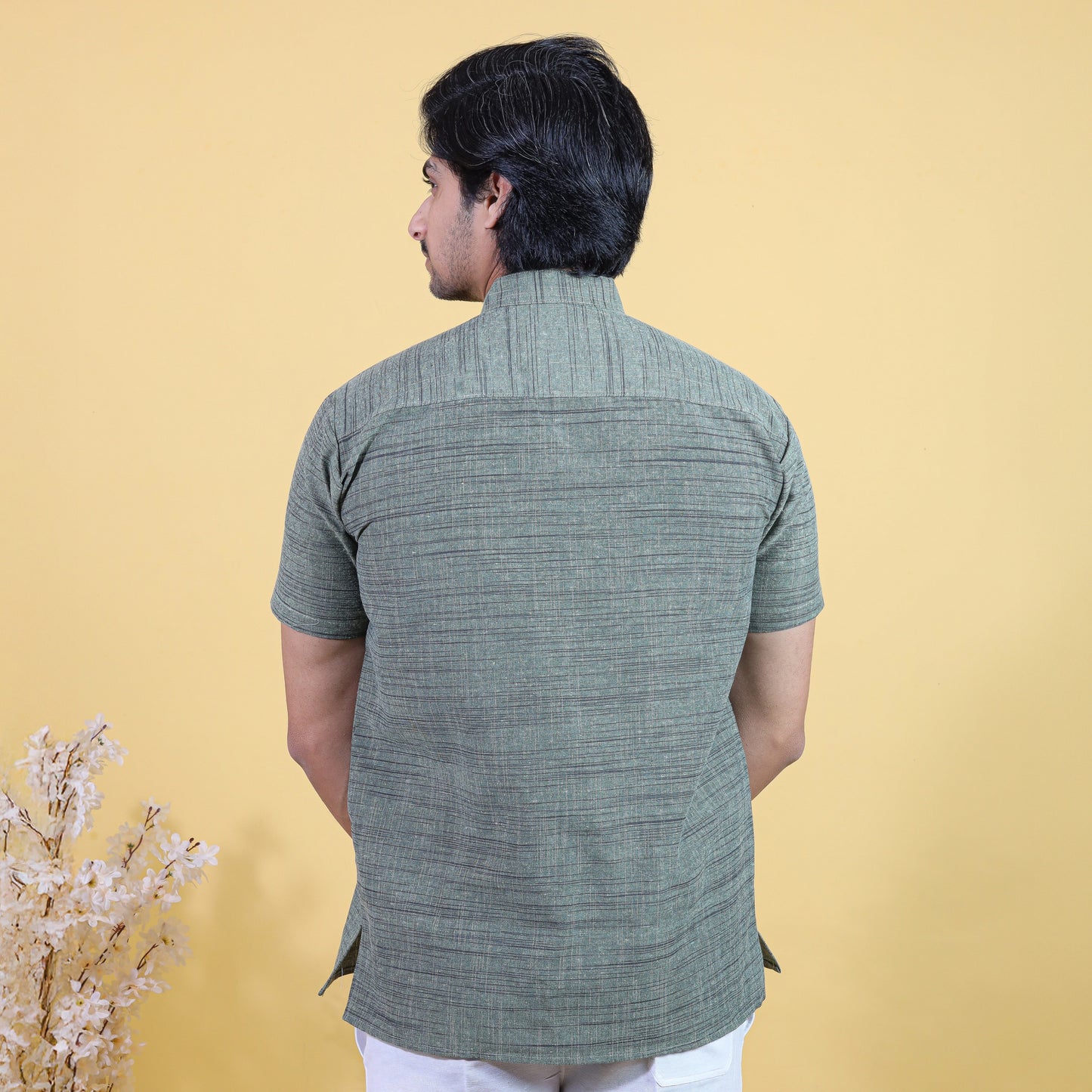 Combo Set Dark Jharna Half Sleeves Short Kurta Pant-Green