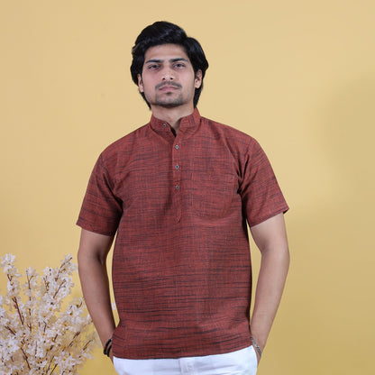 Combo Set Dark Jharna Half Sleeves Short Kurta Pant-Orange
