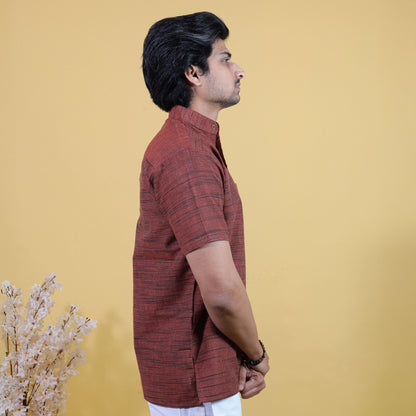 Combo Set Dark Jharna Half Sleeves Short Kurta Pant-Orange